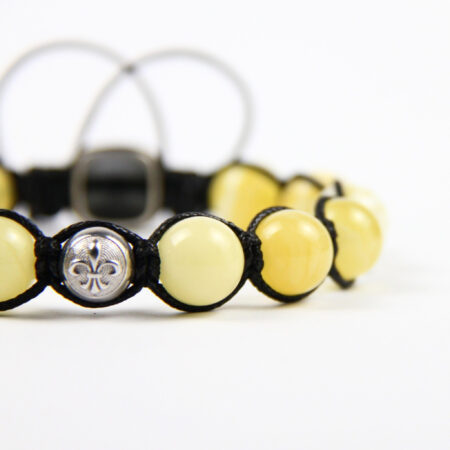 Gümüş Ara Taneli Makrome Örme Doğal Taş Kehribar Bileklik