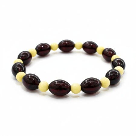 Kehribar Bileklik | Koyu Kırmızı & Sarı Kehribar - Çift Renk