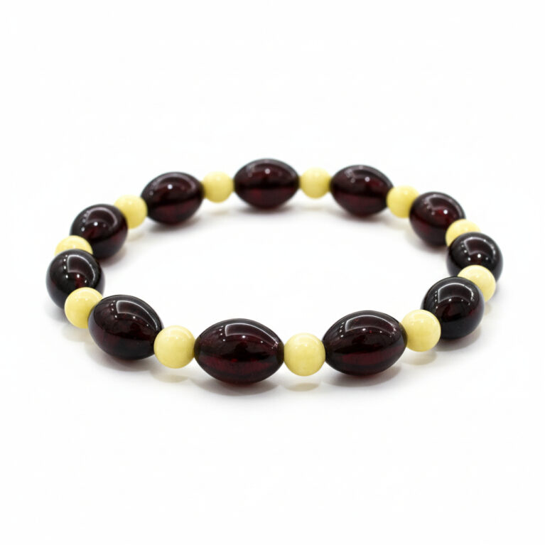 Kehribar Bileklik | Koyu Kırmızı & Sarı Kehribar - Çift Renk