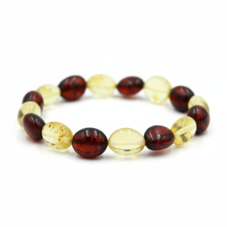 Doğal Taş Damla Kehribar Bileklik - Bella Model - Şeffaf Sarı & Konyak