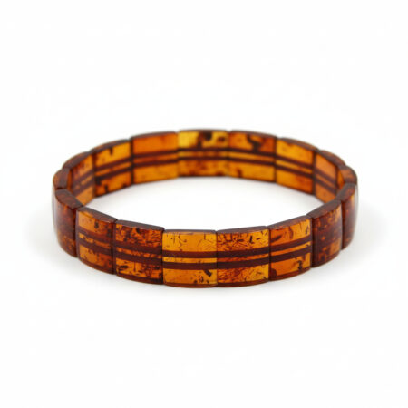 Damla Kehribar Bileklik | Karamel Renk Plaka Kesim